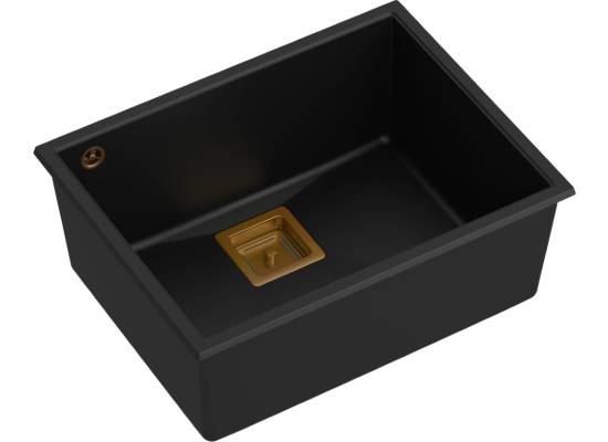 __WYSYŁKA 48H*__ | Zlew QUADRON DAVID 50 PURE CARBON (czarny mat) + syfon MIEDŹ (HQD5542U7-C1)