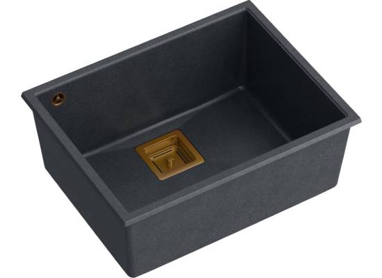 __WYSYŁKA 48H*__ | Zlew QUADRON DAVID 50 BLACK DIAMOND (czarny metalik) + syfon MIEDŹ (HQD5542U8-C1)