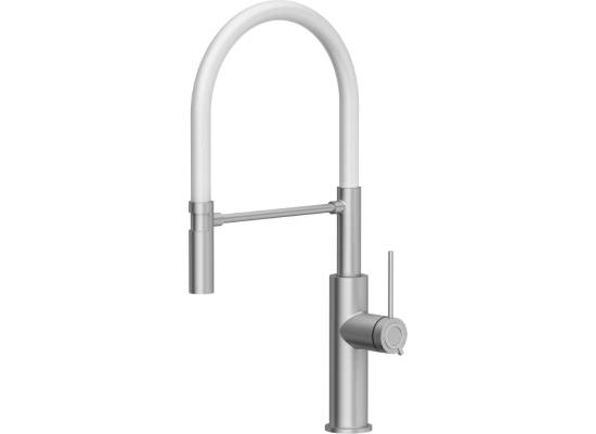 __WYSYŁKA 48H*__ | Bateria QUADRON GEMMA stal szczotkowana (INOX) + wąż BIAŁY (3623501_BSWH)