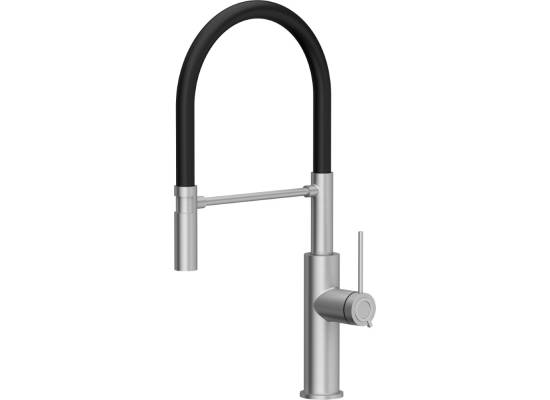 __WYSYŁKA 48H*__ | Bateria QUADRON GEMMA stal szczotkowana (INOX) + wąż CZARNY (3623501_BSBL)