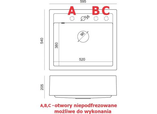 __WYSYŁKA 48H*__ | Zlew farmerski QUADRON BILL 110 BLACK DIAMOND (czarny metalik) (HCQB6054U8_BS)