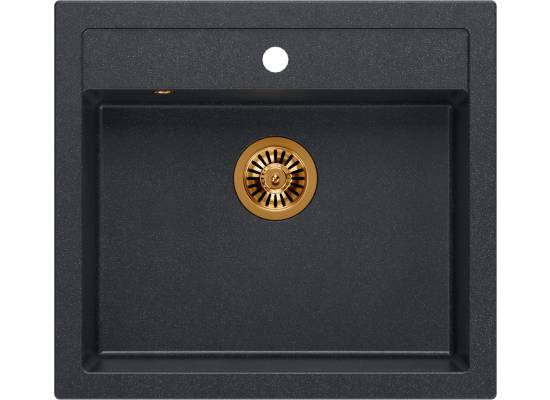 Zlew farmerski QUADRON BILL 110 BLACK DIAMOND (czarny metalik) + syfon MIEDŹ (HCQB6054U8_PVDC1)