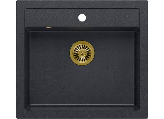 Zlew farmerski QUADRON BILL 110 BLACK DIAMOND (czarny metalik) + syfon ZŁOTY (HCQB6054U8_PVDG1)