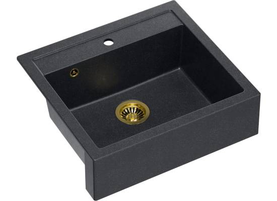 Zlew farmerski QUADRON BILL 110 BLACK DIAMOND (czarny metalik) + syfon ZŁOTY (HCQB6054U8_PVDG1)