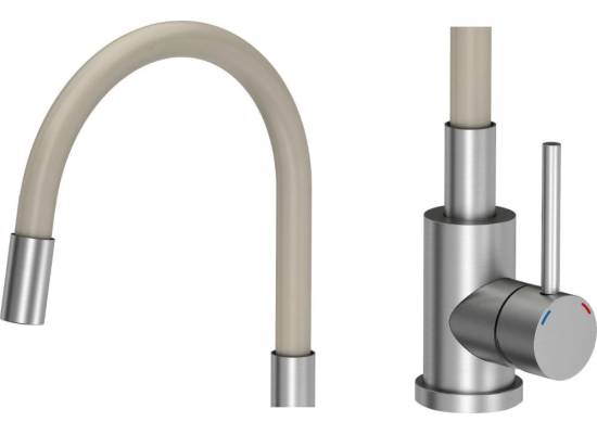 **__WYSYŁKA 24H__** Zestaw QUADRON zlew READY-SMART beżowy + bateria MAGGIE beżowy + dozownik KEIRA inox