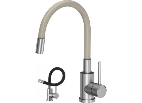 **__WYSYŁKA 24H__** Zestaw QUADRON zlew READY-SMART beżowy + bateria MAGGIE beżowy + dozownik KEIRA inox