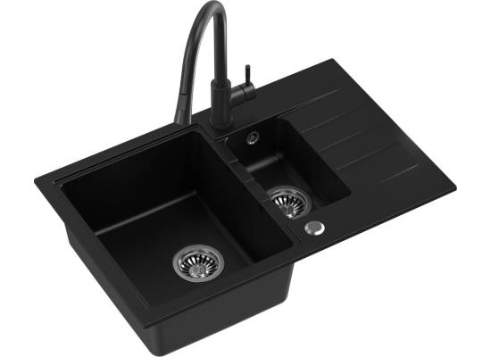 __WYSYŁKA 48H*__ | Zlew QUADRON PETER 156 BLACK DOTTED (czarny nakrapiany) (HCQP57850CZK)