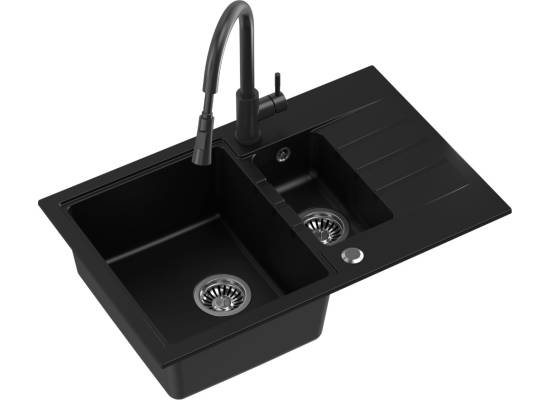 __WYSYŁKA 48H*__ | Zlew QUADRON PETER 156 BLACK DOTTED (czarny nakrapiany) (HCQP57850CZK)