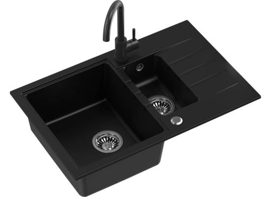 __WYSYŁKA 48H*__ | Zlew QUADRON PETER 156 BLACK DOTTED (czarny nakrapiany) (HCQP57850CZK)