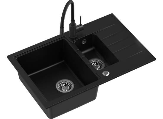 __WYSYŁKA 48H*__ | Zlew QUADRON PETER 156 BLACK DOTTED (czarny nakrapiany) (HCQP57850CZK)