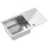 __WYSYŁKA 48H*__ | Zlew QUADRON HUGH 111 szkło BIAŁE + komora INOX (szczotkowana) (ST3577SB1BS)