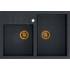 __WYSYŁKA 48H*__ | Zlew farmerski QUADRON BILL 120 BLACK DIAMOND (czarny metalik) + syfon MIEDŹ (HCQB9062U8_PVDC1)
