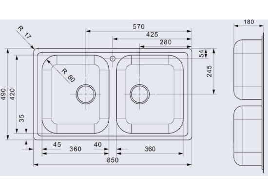 Zlew REGINOX CENTURIO L20 stal INOX POLER (R21453)
