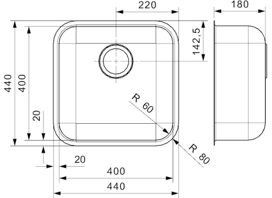 __WYSYŁKA 24H*__ | Zlew REGINOX IB 40X40 stal INOX POLER (R32015)
