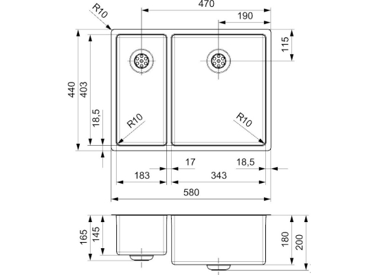 __WYSYŁKA 24H*__ | Zlew REGINOX NEW YORK 18X40 + 34X40 stal INOX POLER (R27844)