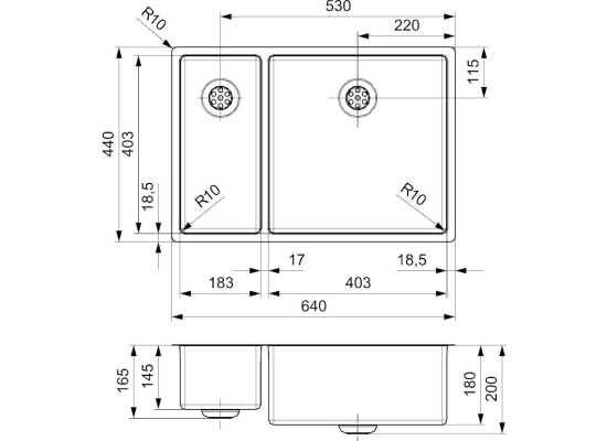Zlew REGINOX NEW YORK 18X40 + 40X40 stal INOX POLER (R27868)