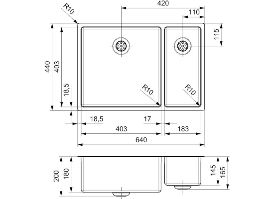 Zlew REGINOX NEW YORK 40X40 + 18X40 stal INOX POLER (R27813)