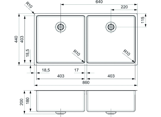 Zlew REGINOX NEW YORK 40X40 + 40X40 stal INOX POLER (R28254)