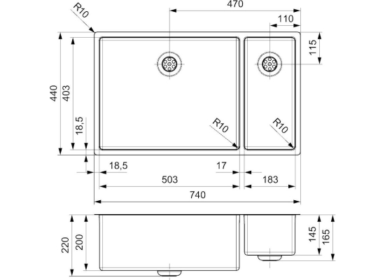 Zlew REGINOX NEW YORK 50X40 + 18X40 stal INOX POLER (R27837)