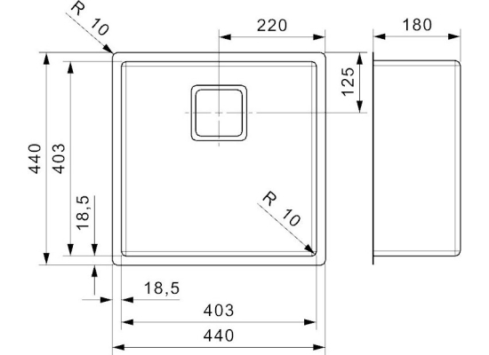 Zlew REGINOX TEXAS 40X40 stal INOX MAT (R28025)