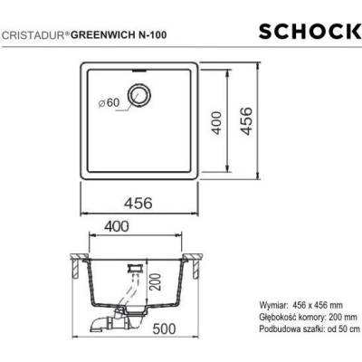 Zlew SCHOCK GREENWICH N-100 SILVERSTONE (Cristadur)