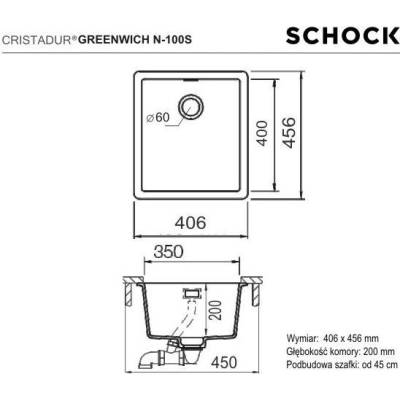 Zlew SCHOCK GREENWICH N-100S MAGMA (Cristadur)