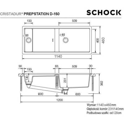 Zlew SCHOCK PREPSTATION D-150 NIGHT (Cristadur) | SinkGREEN