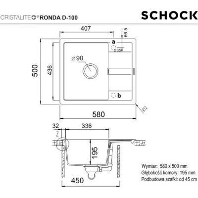 Zlew SCHOCK RONDA D-100 CROMA (Cristalite+) *** zamów wycięcie otworów GRATIS ***