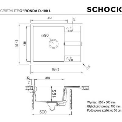 Zlew SCHOCK RONDA D-100L MOONSTONE (Cristalite+) *** zamów wycięcie otworów GRATIS ***