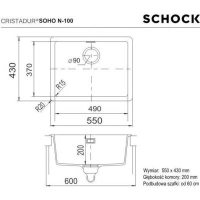 Zlew SCHOCK SOHO N-100 POLARIS (Cristadur)