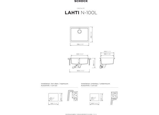 Zlew SCHOCK LAHTI N-100L CROMA (Cristalite+)