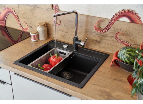 Zlew SCHOCK NEMO N-100 NERO (Cristalite) *** zamów wycięcie otworów GRATIS ***