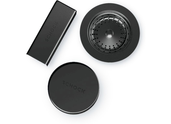 Elementy syfonu SCHOCK w kolorze GUNMETAL czarna stal | do zlewów od 08-2024 (629392GUM)