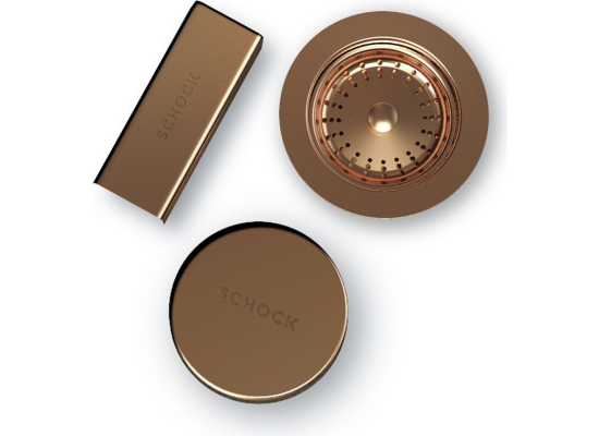 Elementy syfonu SCHOCK w kolorze COPPER miedź | do zlewów od 08-2024 (629392COP)