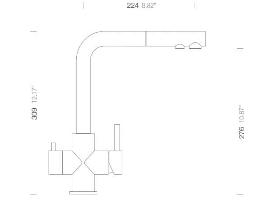 Bateria SCHOCK VITUS 560120 EDM stal szczotkowana INOX z wyciąganą wylewką | linia STUDIO
