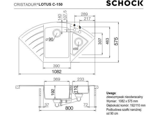 Zlew SCHOCK LOTUS C-150 BRONZE (Cristadur) *** zamów wycięcie otworów GRATIS ***