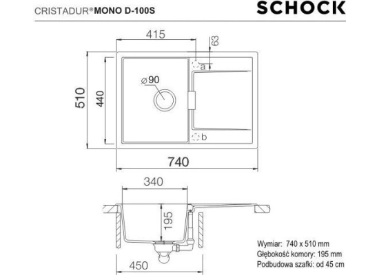 Zlew SCHOCK MONO D-100S BRONZE (Cristadur) *** zamów wycięcie otworów GRATIS ***