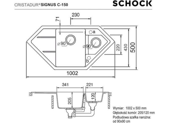 Zlew SCHOCK SIGNUS C-150 MAGMA (Cristadur) *** zamów wycięcie otworów GRATIS ***