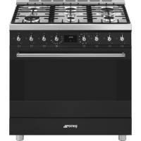 _RABAT_ | wysyłka 24H* | Kuchnia z płytą gazową SMEG C9GMMB2 czarny mat | 90cm | emalia Ever Clean | linia SYMFONIA | + GRATIS blender BLF03BLEU
