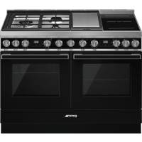_RABAT_ | Kuchnia z płytą indukcyjną,gazową i grilem SMEG CPF120IGMPBL czarny | 120cm | czyszczenie pyroliza + parowe | linia PORTOFINO | + GRATIS rob