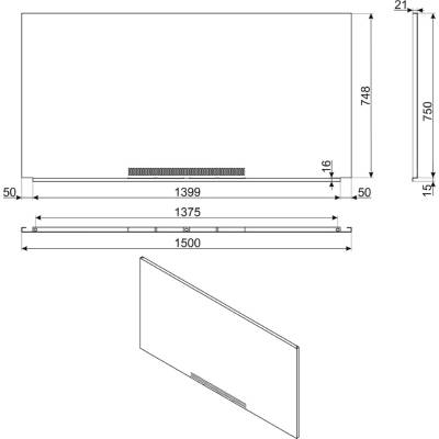 Płyta przeciwtłuszczowa SMEG KIT1A5-81 stal nierdzewna (150x75 cm) do kuchni wolnostojącej Opera (A5-81) | linia UNIVERSAL
