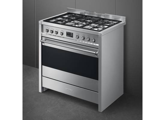 _RABAT_ | WYLECIAŁO SMEG - Kuchnia z płytą gazową SMEG A1-9 stal nierdzewna | 90cm | czyszczenie parowe | linia OPERA
