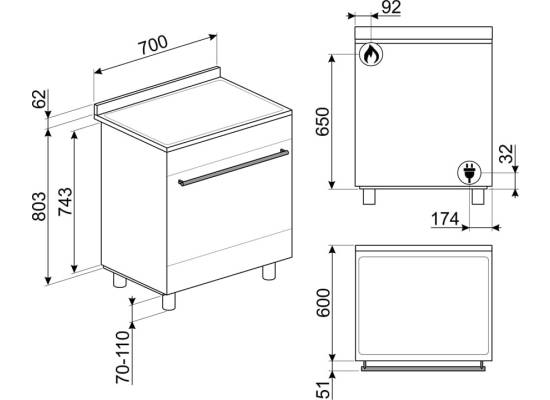 _RABAT_ | wysyłka 24H* | Kuchnia z płytą gazową SMEG B71GMX2 stal nierdzewna | 70cm | czyszczenie parowe | linia MASTER | + GRATIS blender BLF03BLEU