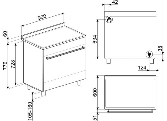 _RABAT_ | Kuchnia z płytą gazową SMEG BG91PX2 stal nierdzewna | 90cm | czyszczenie pyroliza | linia CONCERTO