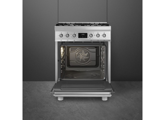 _RABAT_ | Kuchnia z płytą gazową SMEG C6GMX2 stal nierdzewna | 60cm | czyszczenie parowe | linia SYMFONIA | + GRATIS blender BLF03BLEU