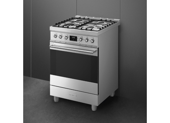 _RABAT_ | Kuchnia z płytą gazową SMEG C6GMX2 stal nierdzewna | 60cm | czyszczenie parowe | linia SYMFONIA | + GRATIS blender BLF03BLEU