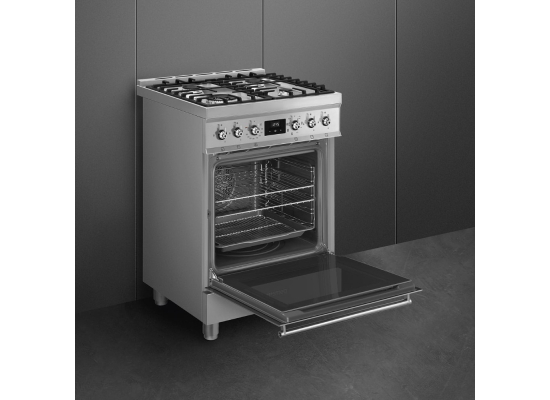 _RABAT_ | Kuchnia z płytą gazową SMEG C6GMX2 stal nierdzewna | 60cm | czyszczenie parowe | linia SYMFONIA | + GRATIS blender BLF03BLEU