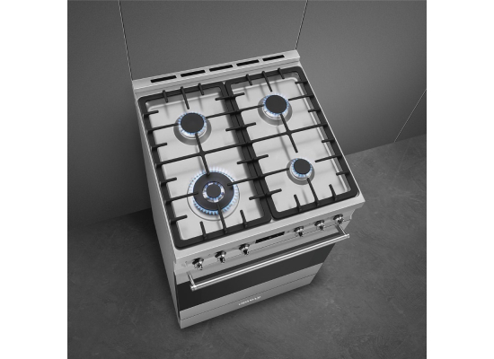 _RABAT_ | Kuchnia z płytą gazową SMEG C6GMX2 stal nierdzewna | 60cm | czyszczenie parowe | linia SYMFONIA | + GRATIS blender BLF03BLEU