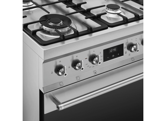 _RABAT_ | Kuchnia z płytą gazową SMEG C6GMX2 stal nierdzewna | 60cm | czyszczenie parowe | linia SYMFONIA | + GRATIS blender BLF03BLEU