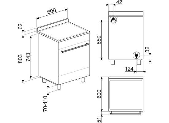 _RABAT_ | Kuchnia z płytą gazową SMEG C6GMX2 stal nierdzewna | 60cm | czyszczenie parowe | linia SYMFONIA | + GRATIS blender BLF03BLEU